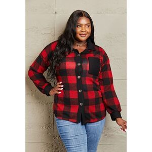 Heimish Make It Last Full Size Contrast Plaid Shacket